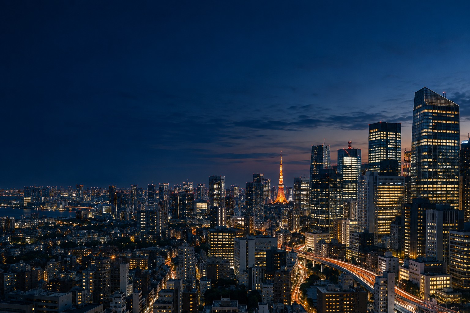 灯りがともる東京のビル群。ブランドコンセプトを表すイメージ画像